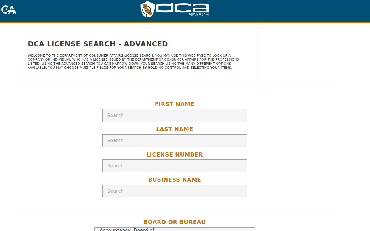 Milpitas people search in California professional license records