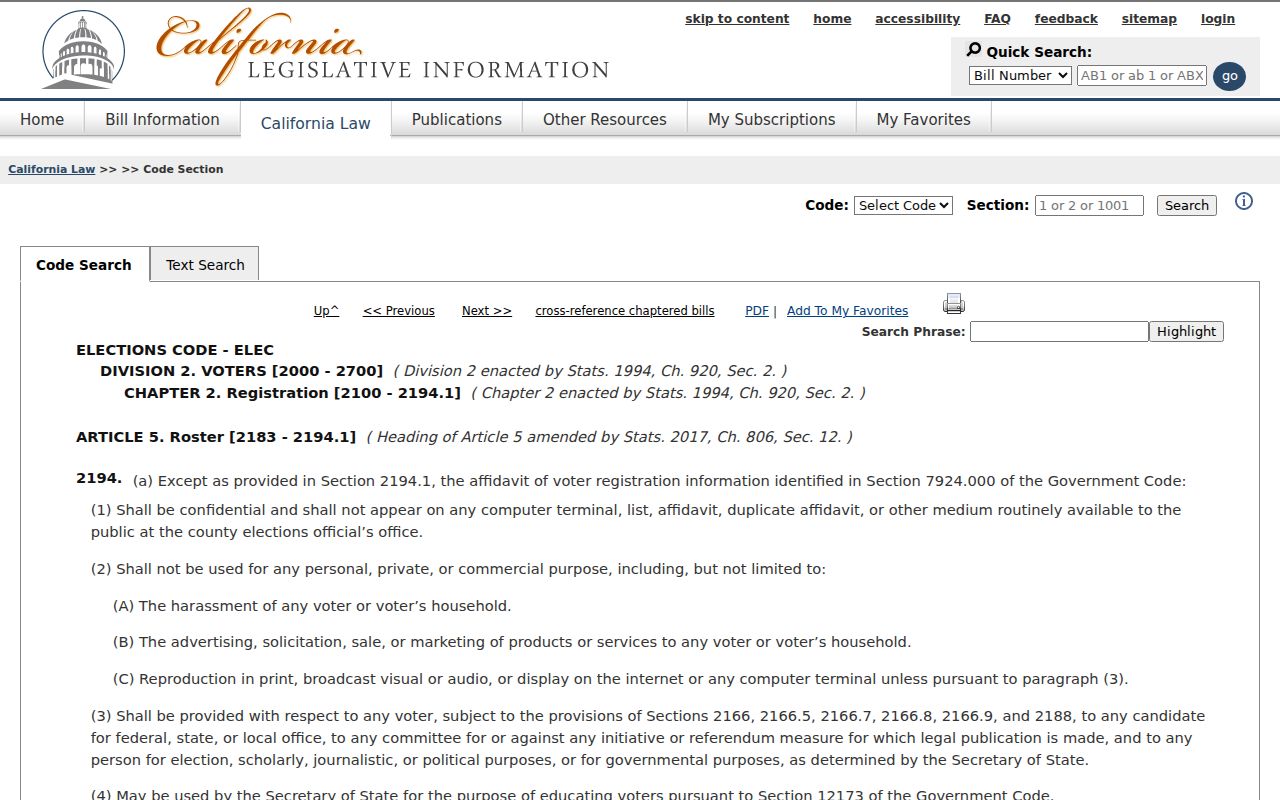 Milpitas voter records confidentiality statute